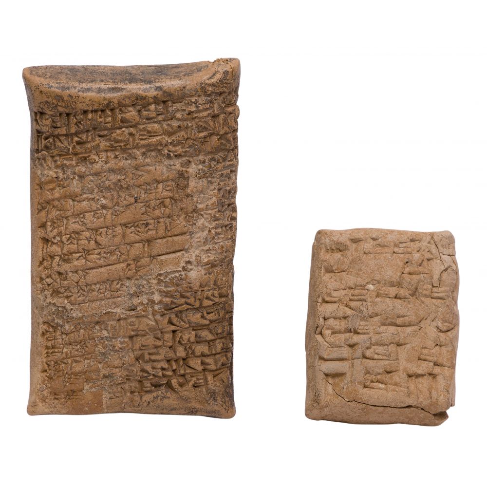 Appraisal: BABYLONIAN STYLE CUNEIFORM TABLET ASSORTMENT rectangular terracotta tablets each bearing