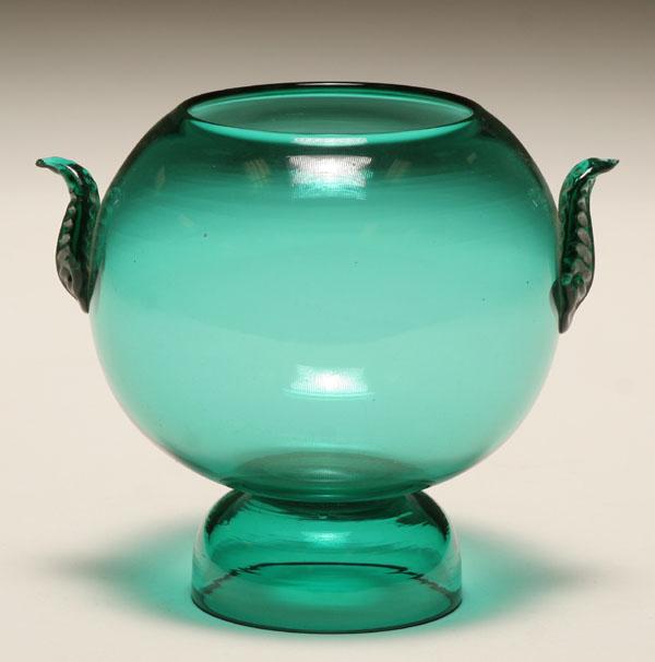 Appraisal: Zecchin Martinuzzi Murano art glass Deco soffiati vase Green bulbous