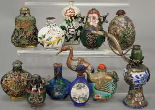 Appraisal: Twelve enameled and cloisonne snuff bottles to include cloisonne double