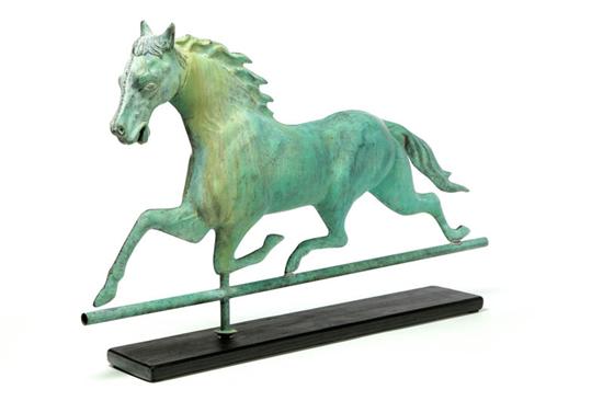 Appraisal: HORSE WEATHERVANE American late th century copper Full-bodied running horse