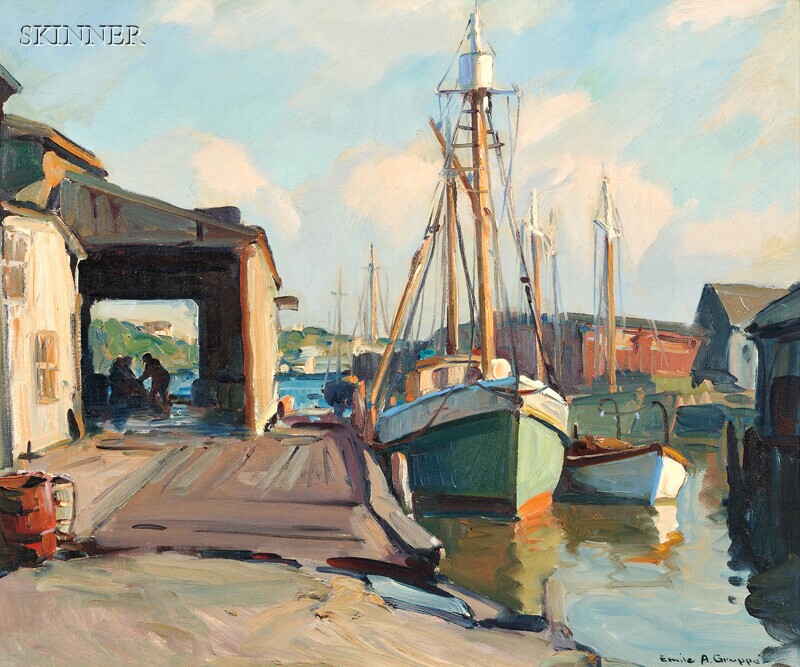 Appraisal: Emile Albert Grupp American - Gloucester Dock Signed Emile A