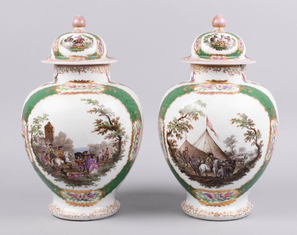 Appraisal: PAIR OF HELENA WOLFSOHN PORCELAIN BALUSTER GINGER JARS AND COVERS