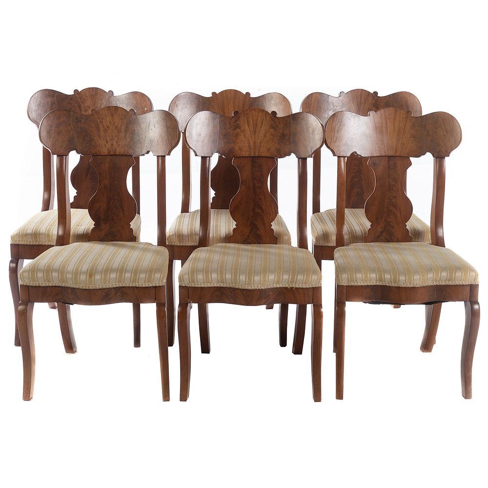 Appraisal: American Classical Style Mahogany Side Chairs Set includes six side