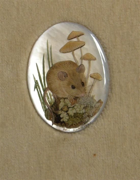 Appraisal: Julia Hochin miniature oval of a mouse with fungi h