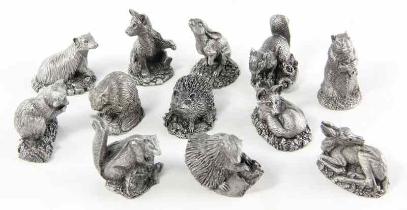 Appraisal: Collection of Twelve Pewter Animalsby Jane Lunger each marked on