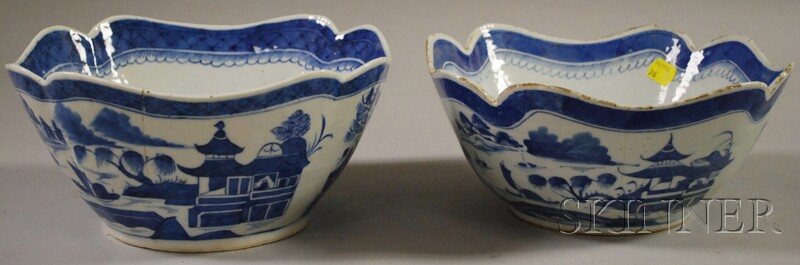 Appraisal: Two Chinese Export Porcelain Cut-corner Canton Bowls late th century