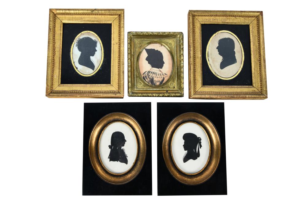 Appraisal: FIVE SILHOUETTE MINIATURESin assorted frames Condition with loss to some