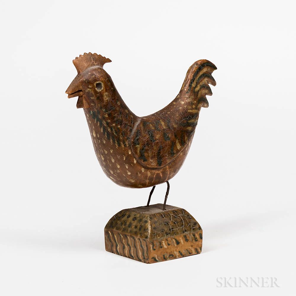 Appraisal: Small Carved and Painted Rooster Small Carved and Painted Rooster