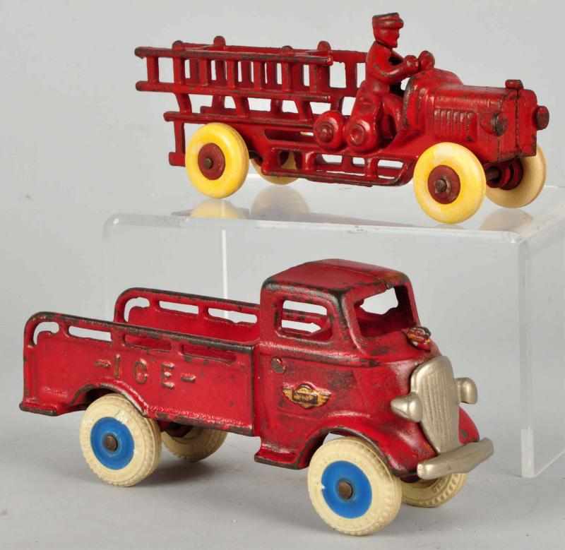 Appraisal: Lot of Cast Iron Hubley Arcade Vehicle Toys Description American