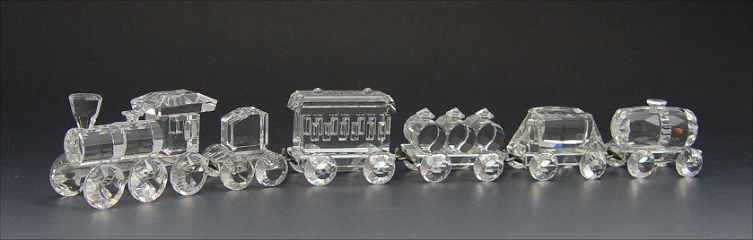 Appraisal: SWAROVSKI CRYSTAL TRAIN SET Locomotive '' Tipping Wagon '' Tanker