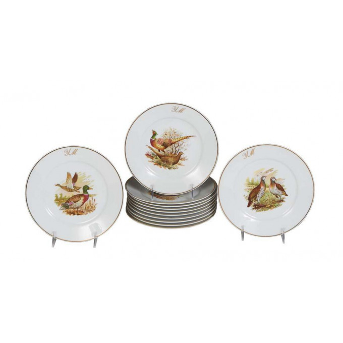 Appraisal: Set of Twelve Limoges Porcelain Game Bird Plates th c