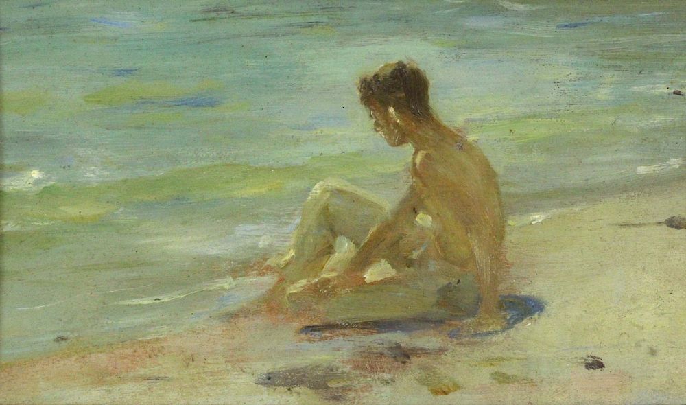 Appraisal: HENRY SCOTT TUKE English - Oil on Panel Bather by