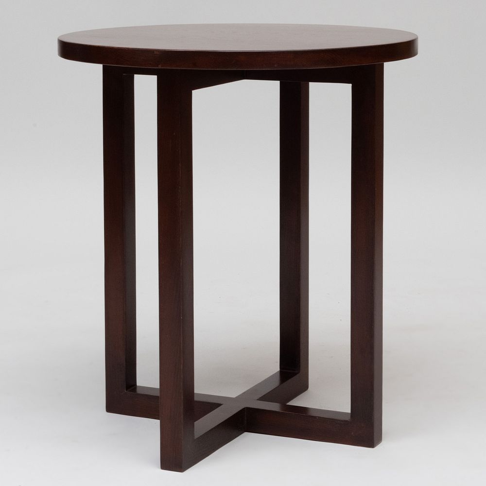 Appraisal: Modern Stained Oak Side Table x in diam Condition Minor