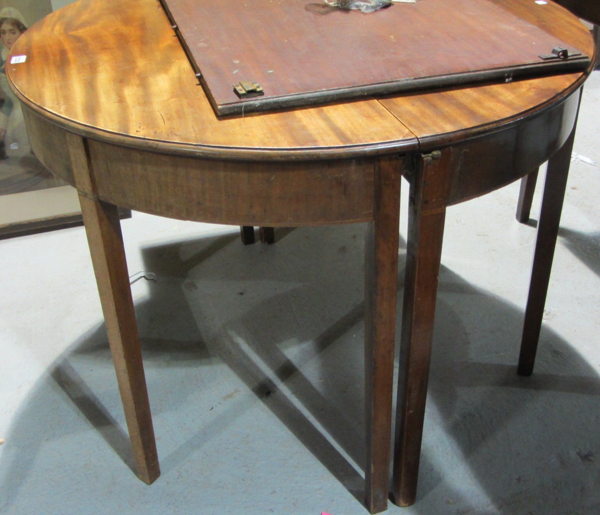 Appraisal: A th century mahogany 'D' end dining table with one