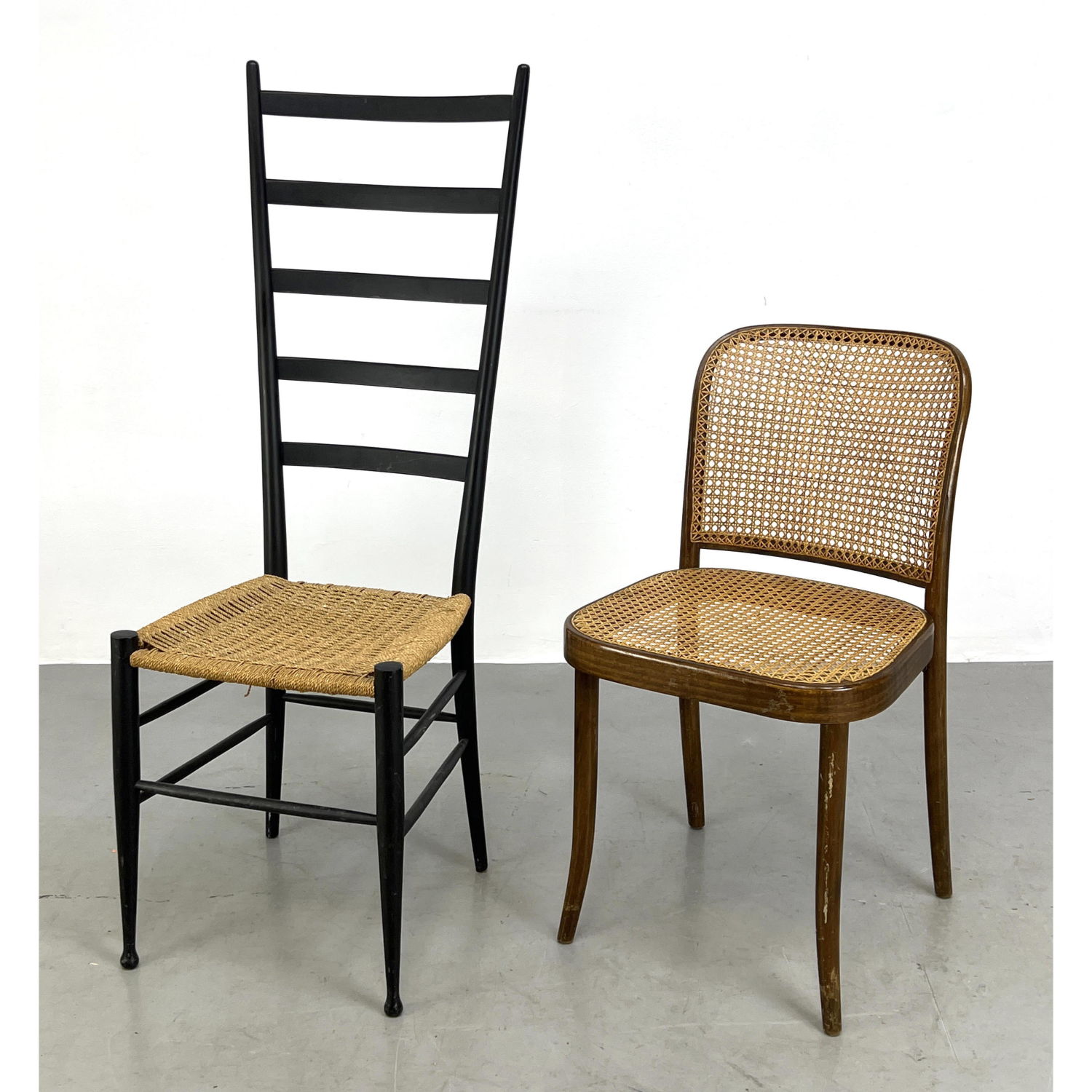 Appraisal: Mid Century Modern Chairs Ponti style ladder back Josef Hoffmann