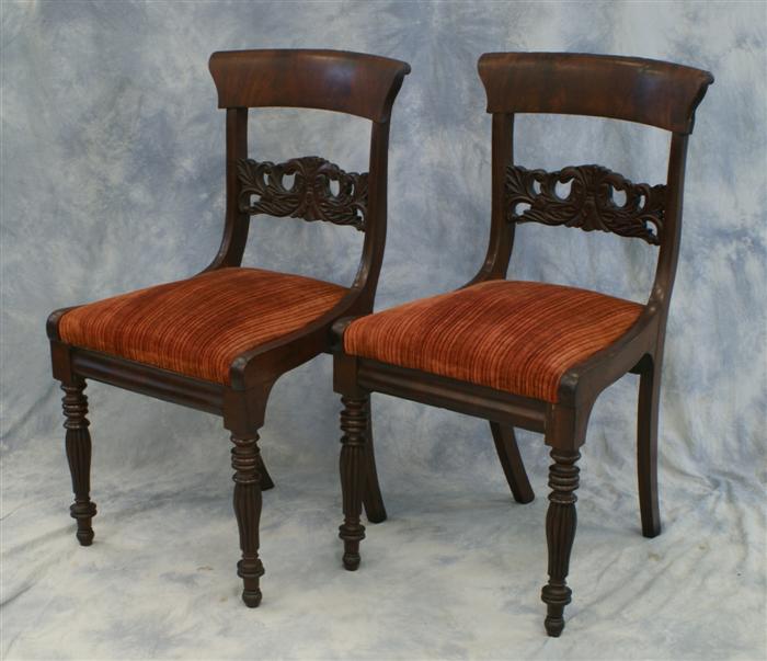 Appraisal: carved mahogany Federal DR chairs slip seats tall Estimate -