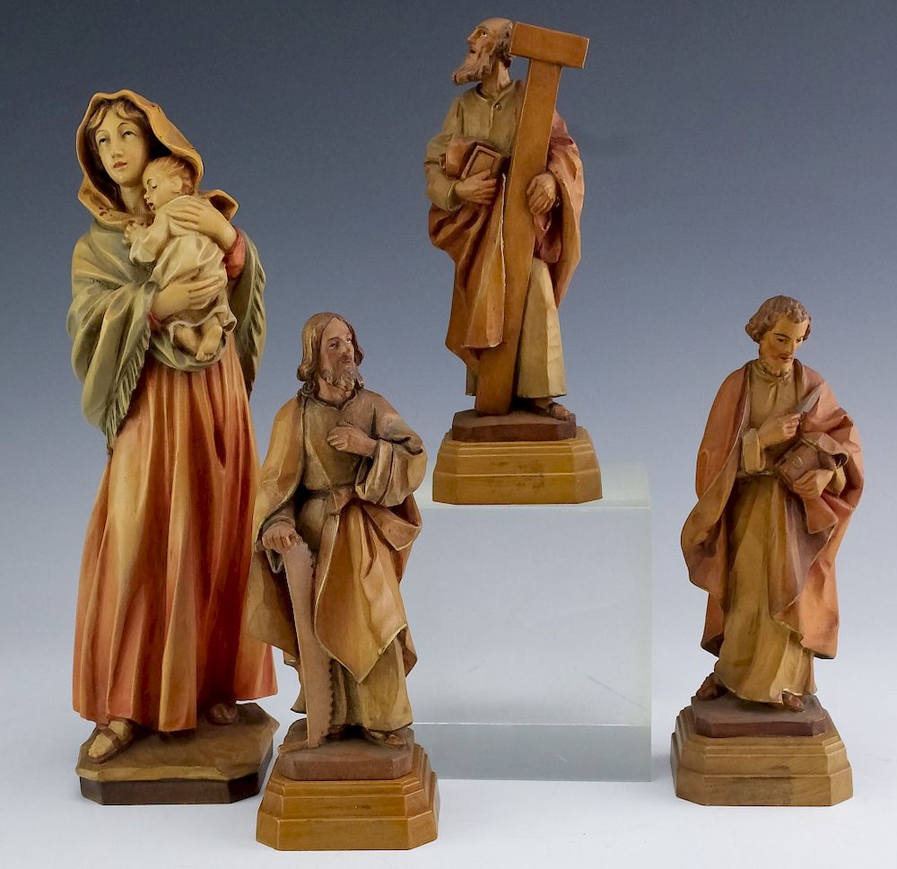 Appraisal: Lot Anri Italian Carved Wood Religious Figurines Collection of four