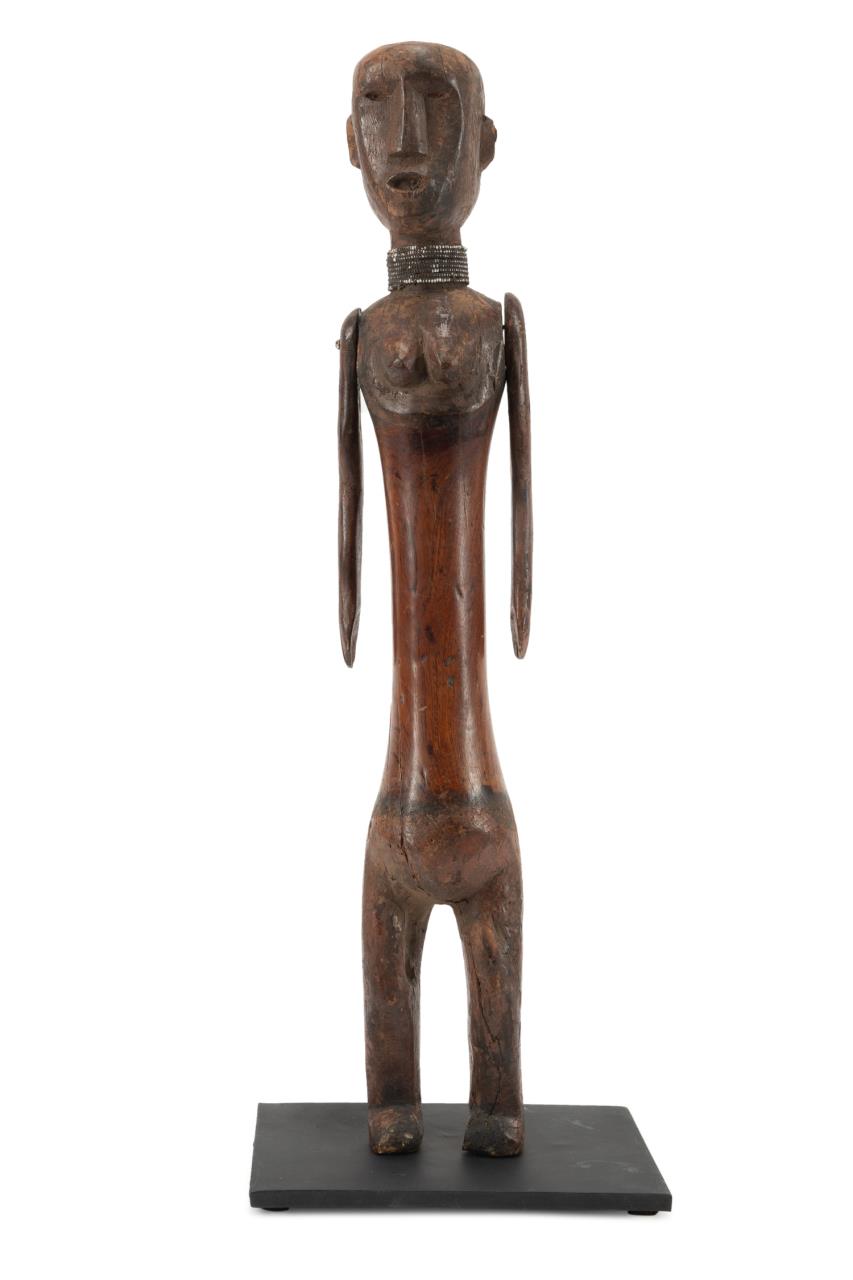 Appraisal: AFRICAN CARVED WOOD STANDING FIGURE West African Fon Benin carved