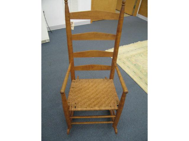 Appraisal: Shaker Style Rocker ladder back split oak seat baseball bat