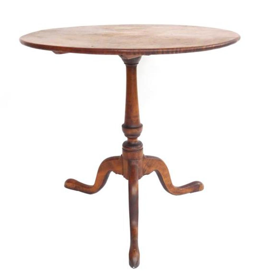 Appraisal: Queen Anne tea table late th C round top figured