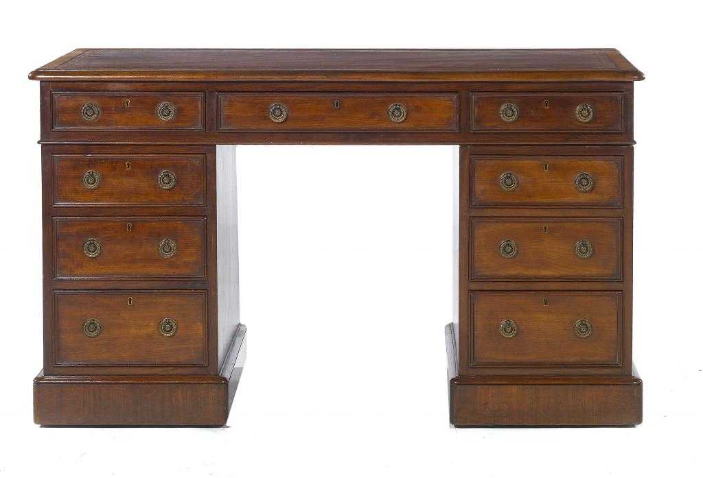 Appraisal: A VICTORIAN MAHOGANY DESK the moulded oblong top with gilt