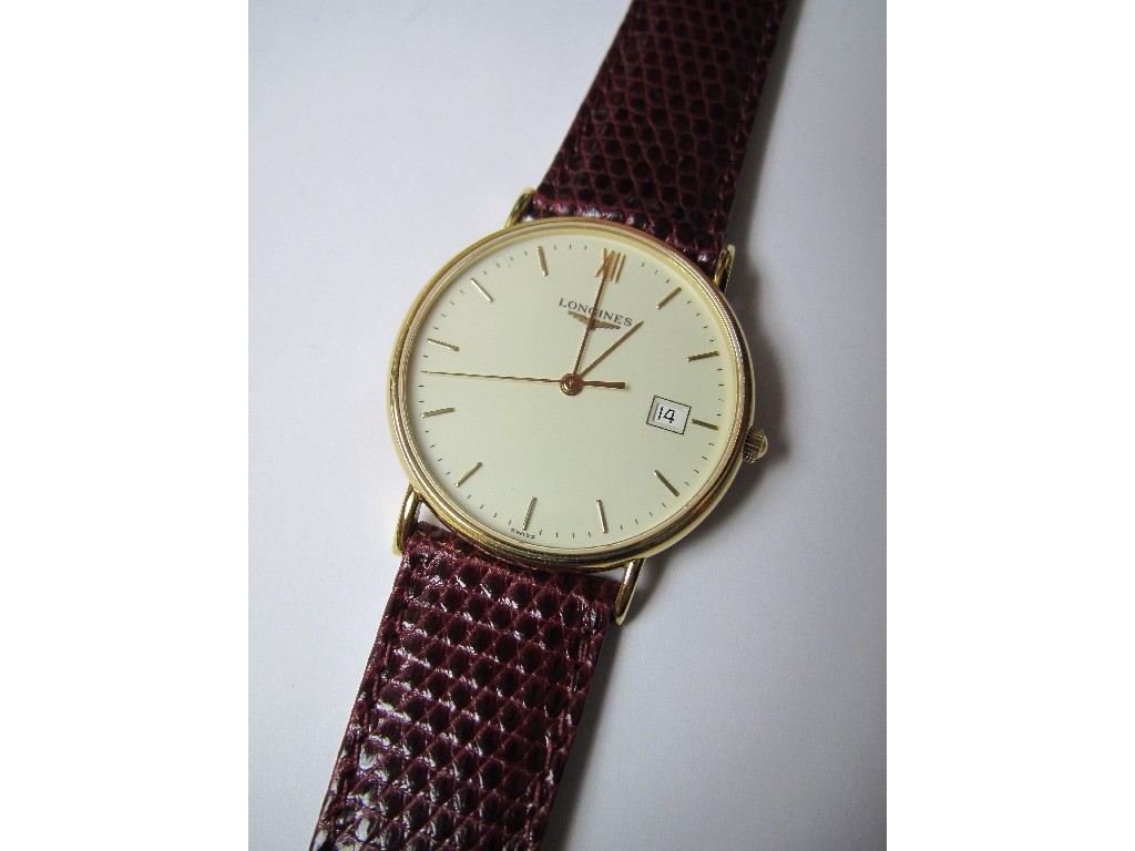 Appraisal: Gents ct gold cased Longines wrist watch with cream dial