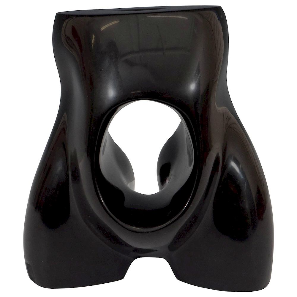 Appraisal: Modern Black Marble Female Torso Sculpture Modern abstract black marble