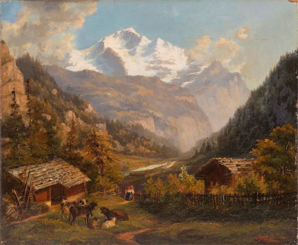 Appraisal: HEINRICH FISCHER SWITZERLAND - A FARM IN THE ALPS OIL