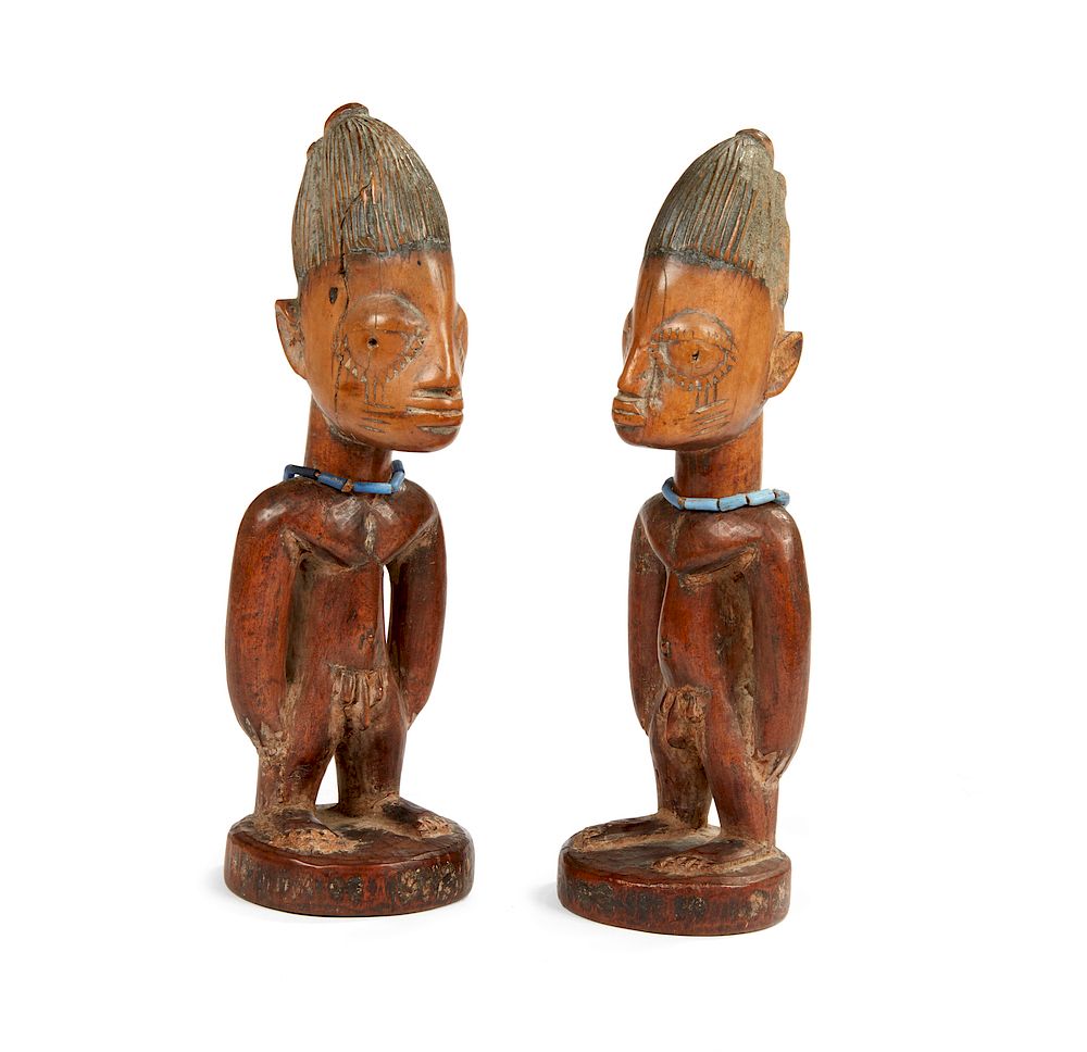 Appraisal: Yoruba Pair of Twin Male Wood Figures Ibeji Pair of