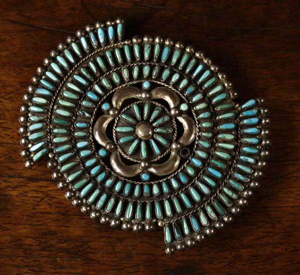 Appraisal: A Native American Zuni sterling turquoise buckle A Native American