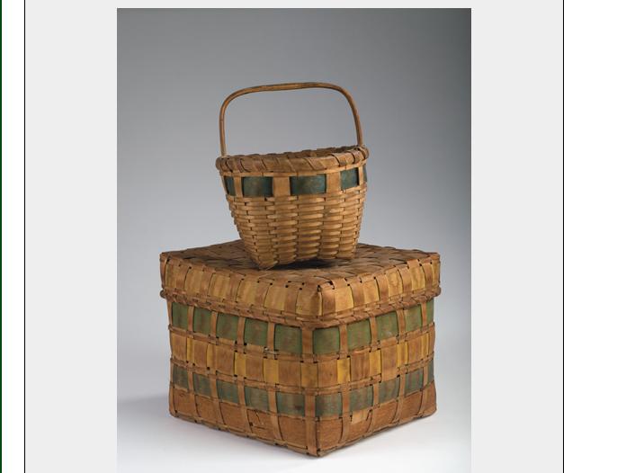 Appraisal: TWO WOVEN SPLINT BASKETS ONE WITH A COVER Length of