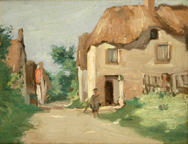 Appraisal: Ambrose Patterson - French Village Scene oil on panel inscribed