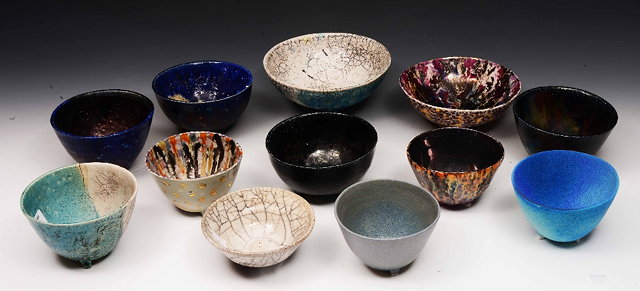 Appraisal: Alison Taylor British - Bowls with various coloured and clear