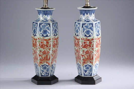 Appraisal: PAIR CHINESE IRON RED GREEN BLUE AND WHITE PORCELAIN VASES