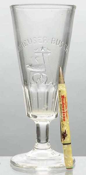 Appraisal: Anheuser-Busch Embossed Pilsner Beer Glass Some light wear and scratching