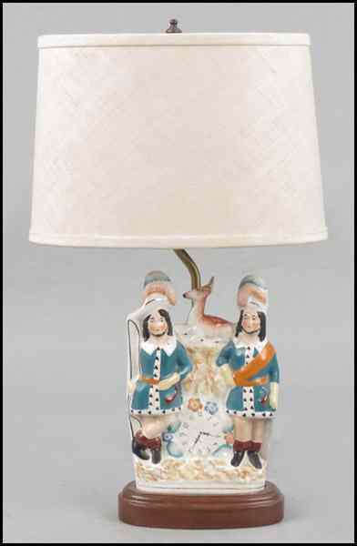 Appraisal: STAFFORDSHIRE FIGURE FITTED AS A TABLE LAMP Figure '' Condition