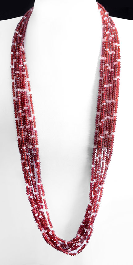 Appraisal: Ct GARNET QUARTZ BEAD NECKLACE separated strands of Faceted garnet