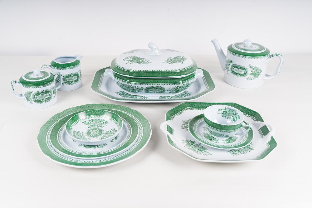 Appraisal: SPODE PORCELAIN DINNER SERVICEgreen Fitzhugh pattern an assembled set comprising