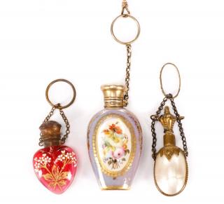 Appraisal: Group of Three Victorian Chatelaine Scent Bottles European late th