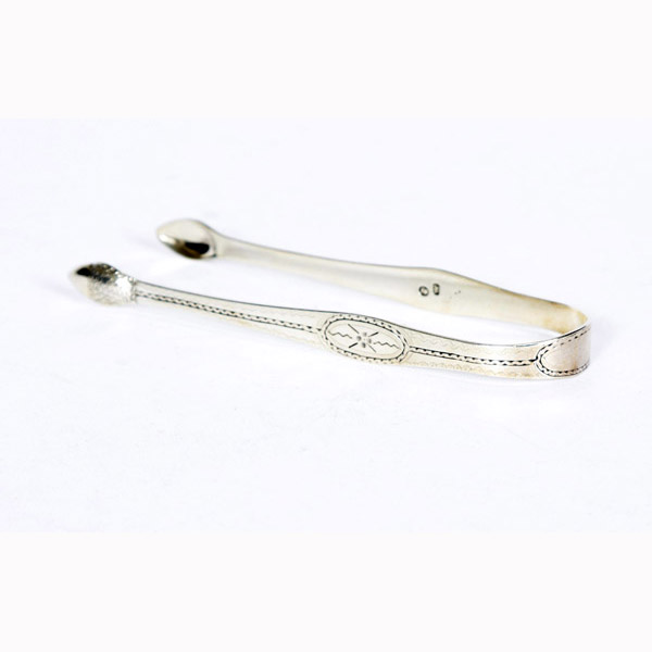 Appraisal: Hester Bateman George III sterling silver sugar tongs Ozt long