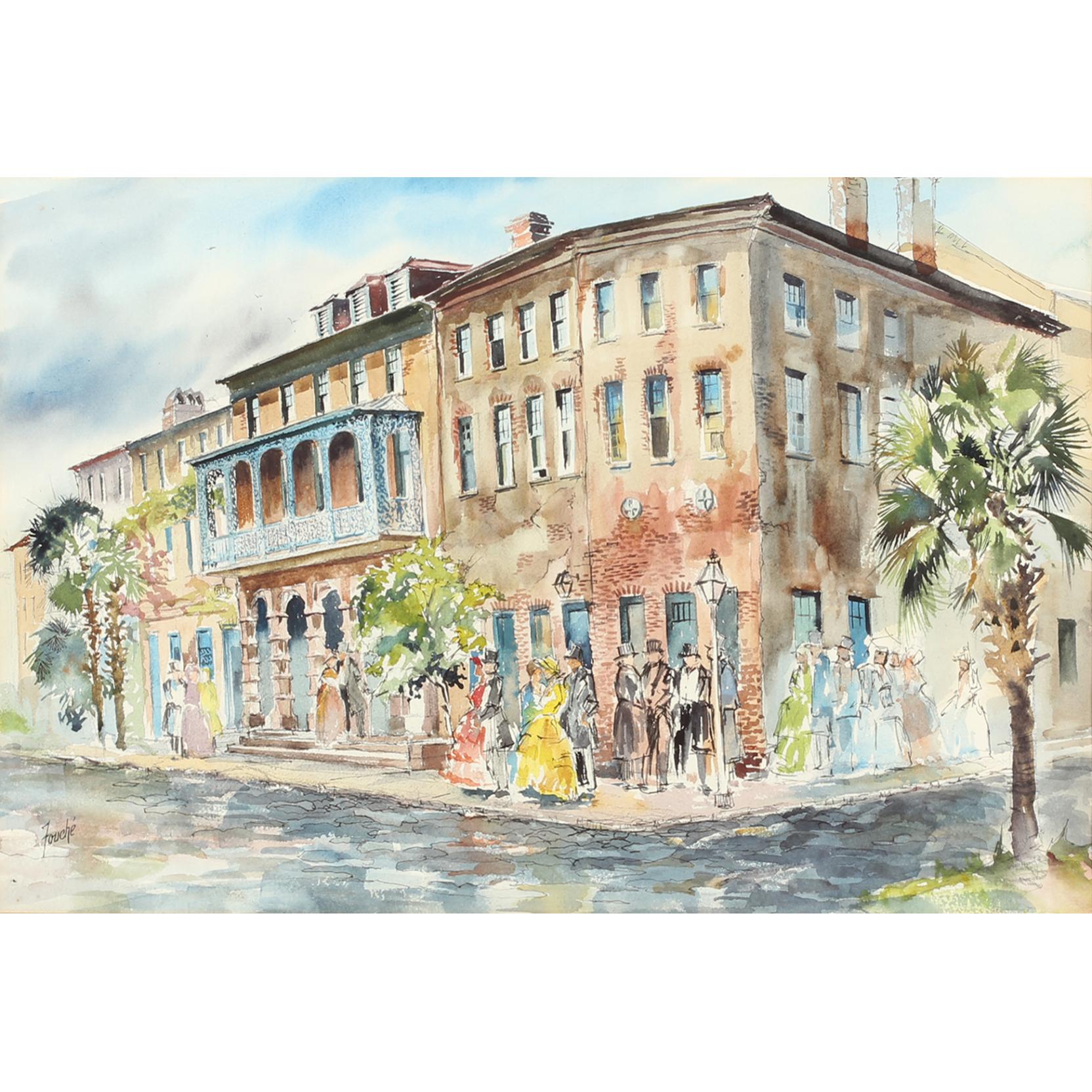 Appraisal: Virginia Fouche Bolten SC - Dock Street Theatre watercolor and