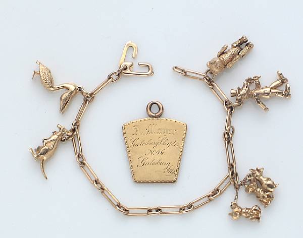 Appraisal: A k gold charm bracelet and pendant gross weight approximately