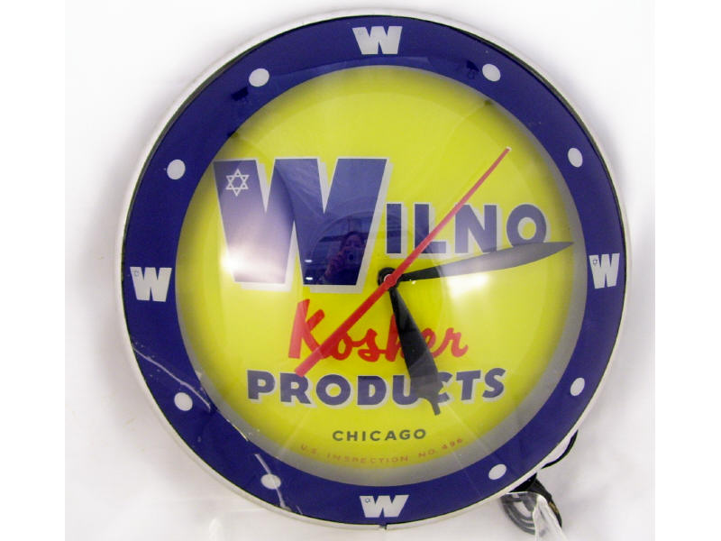 Appraisal: Wilno Kosher Meats Bubble Face Clock Bubble face clock with