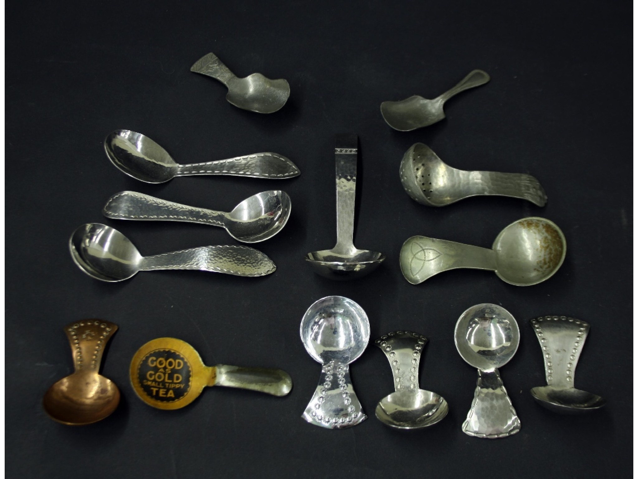 Appraisal: Collection of fourteen various metal caddy spoons including seven by