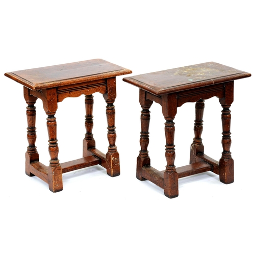 Appraisal: A pair of oak joined stools th c in English