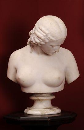 Appraisal: CARVED MARBLE BUST OF A NYMPH The parted wavey hair