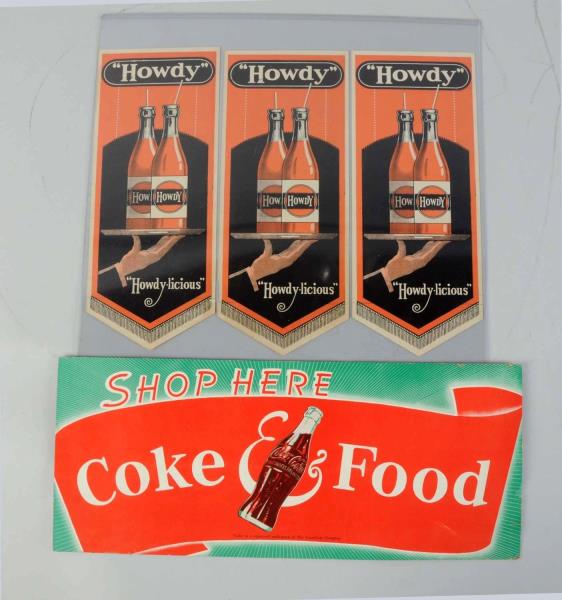 Appraisal: Lot Of Soda Advertisements Items This lot includes a cardboard