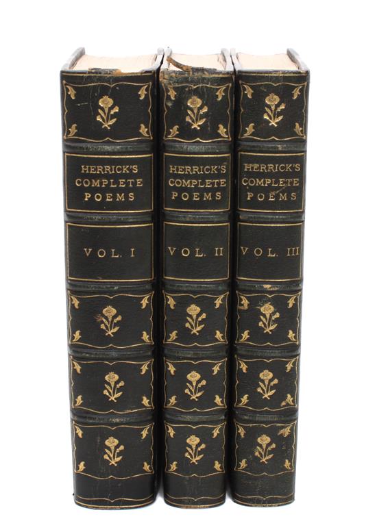 Appraisal: Sale Lot HERRICK ROBERT The Complete Poems of Robert Herrick