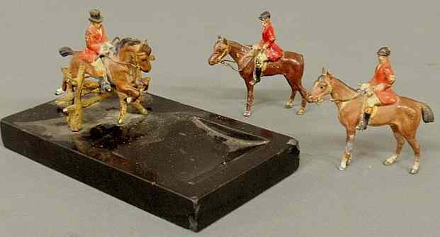 Appraisal: Cold painted Vienna bronze foxhunter inkwell h lacking bottle mounted