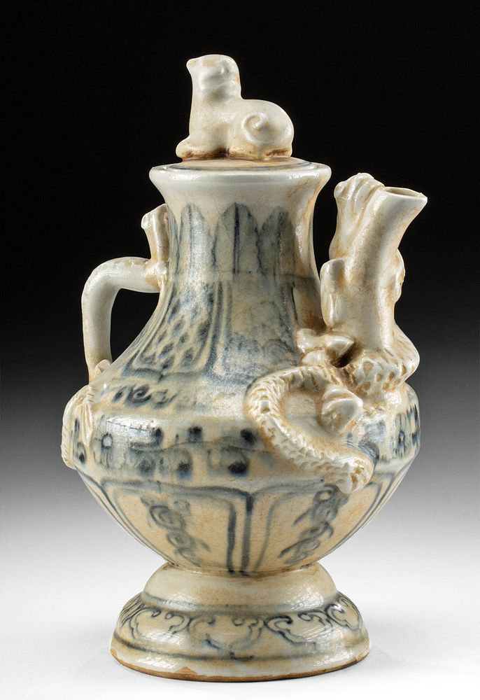 Appraisal: th C Vietnamese Pottery Ewer w Zoomorphic Forms Southeast Asia